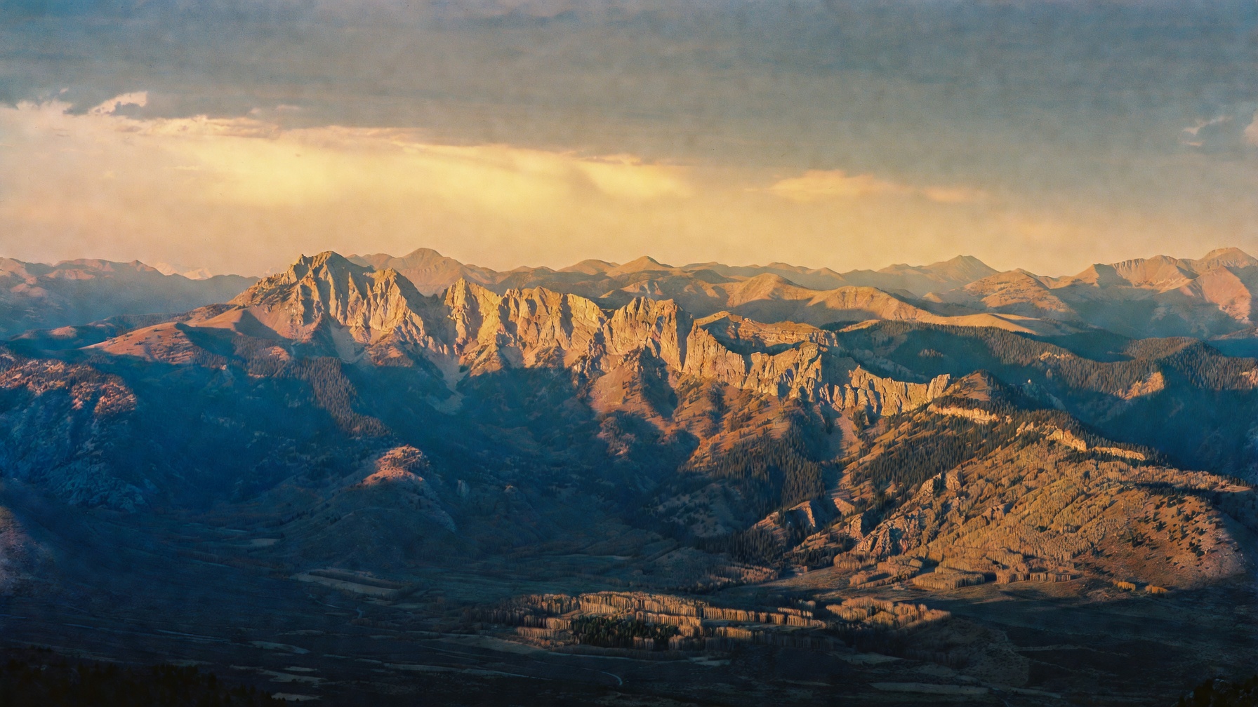 Wasatch mountains above the Salt Lake valley at golden hour